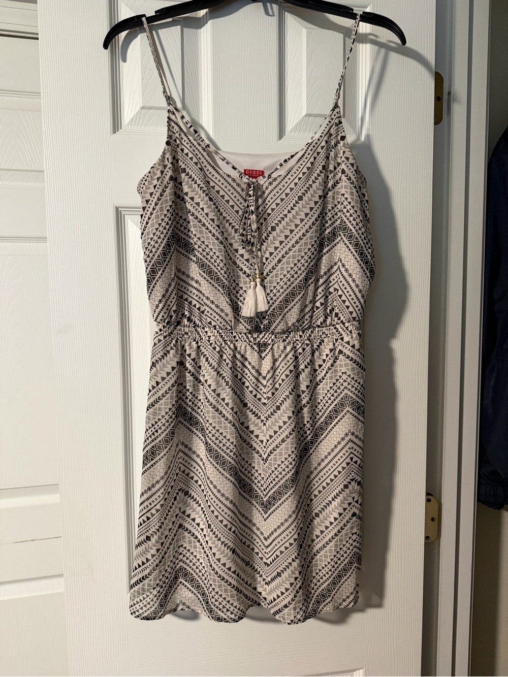 Guess Cream and Black Printed Mini Dress